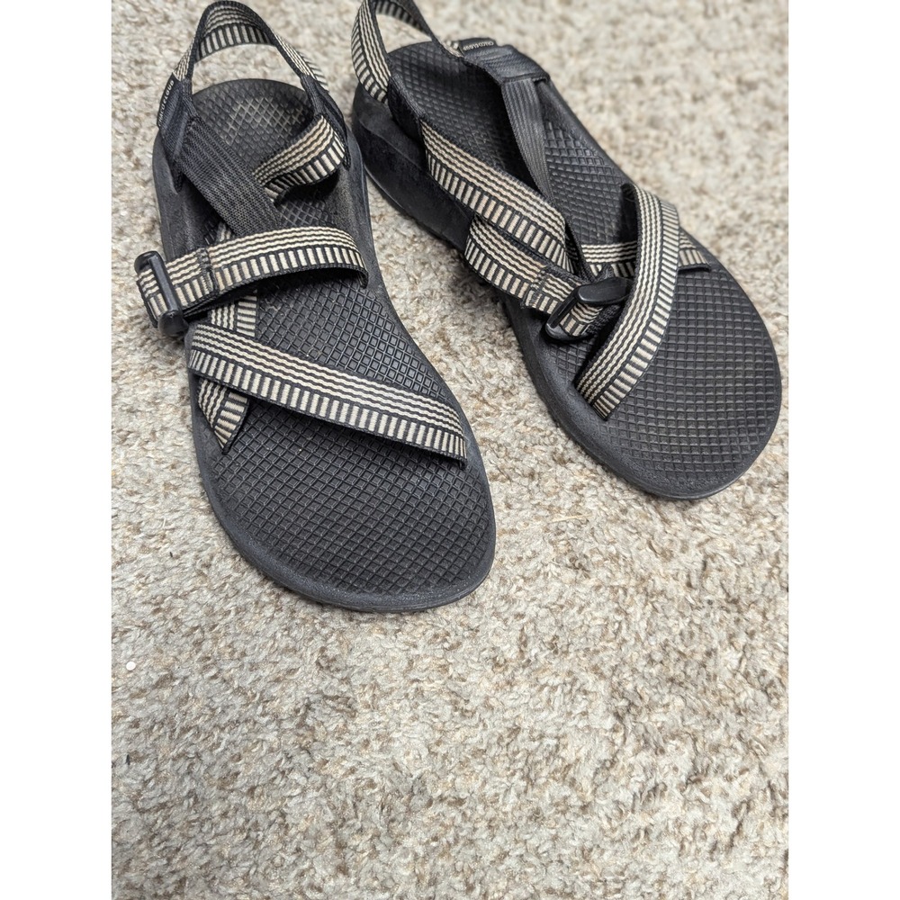 Chaco Z Cloud Sandals Womens 7 Black Tan Striped Strappy Hiking Water Shoes